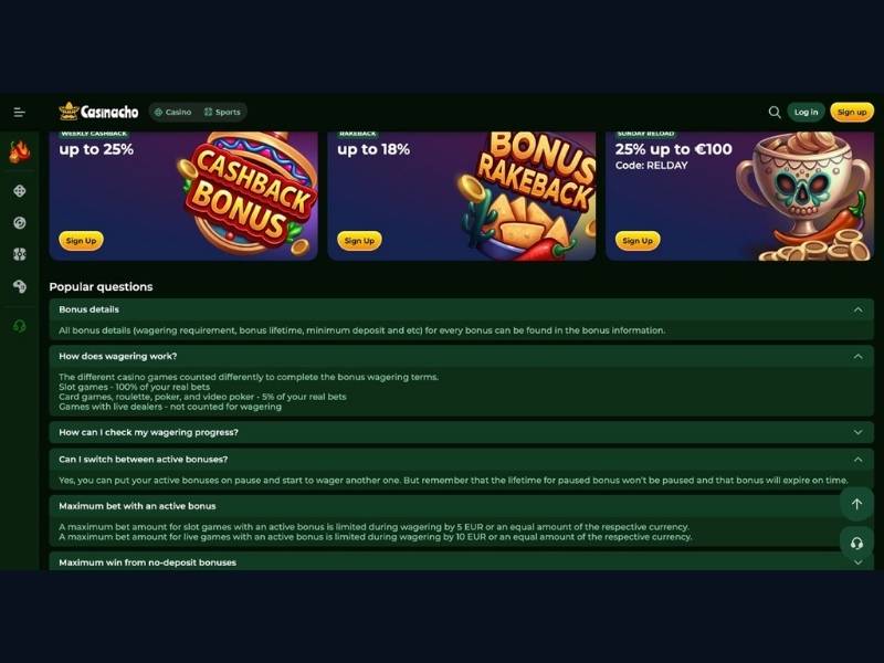 Welcome package and strategy for high-volatility players at Casinacho Casino for Canada