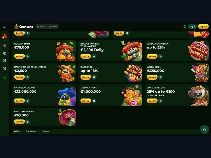 Navigating jackpots and Bonus Buy sections at Casinacho Casino Nacho Casino for Canada