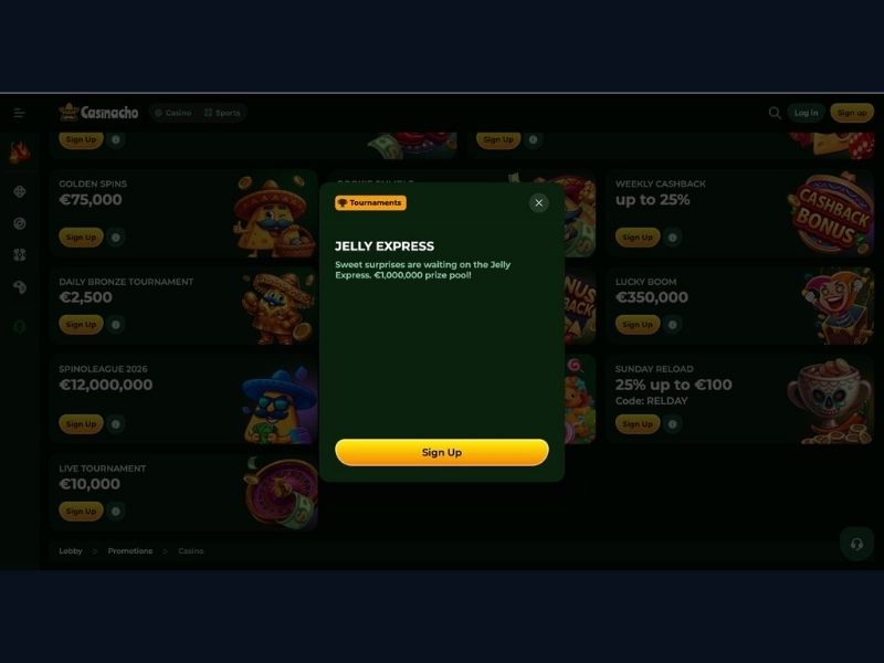 Account management and jackpot withdrawal at Casinacho Casino Nacho Casino for Canada